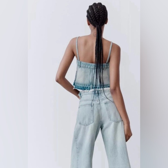 Zara Denim Crop Top - Picture 4 of 14